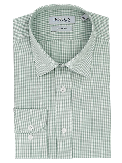 Liberty Business Green Microchecked Cotton Shirt