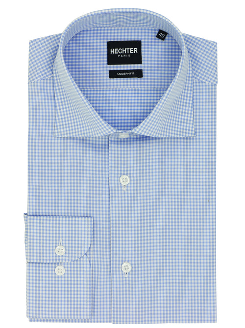 Jacque Business Blue Gingham Cotton Shirt