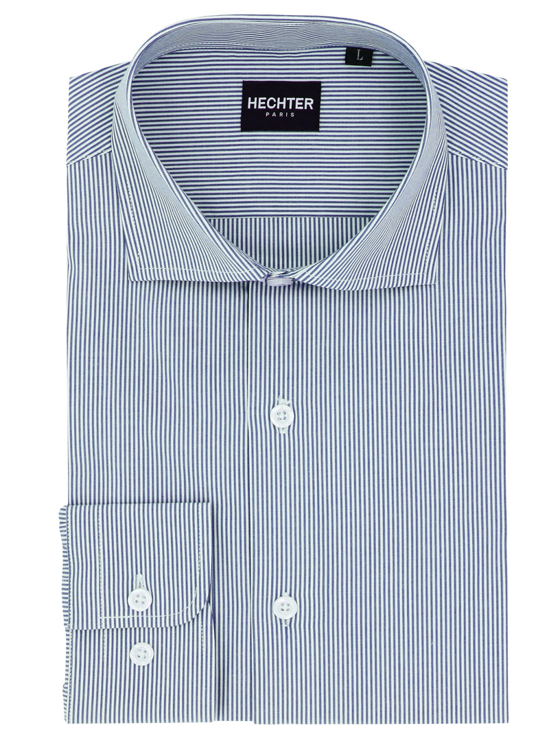 Jacque Business Navy Striped Cotton Shirt