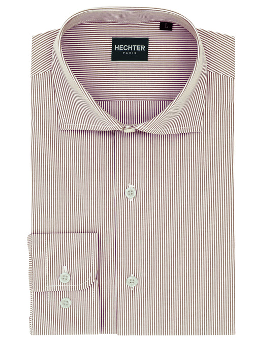 Jacque Business Brown Striped Cotton Shirt