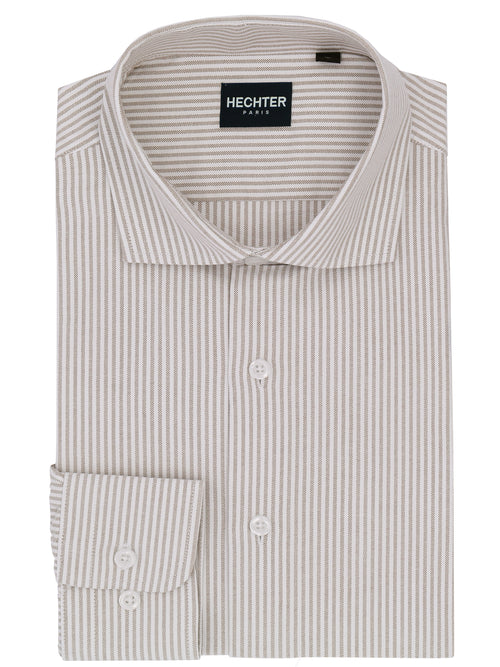 Jacque Business Brown Striped Cotton Shirt